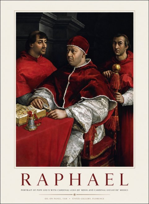 Raphael Portrait of Pope Leo X with Cardinal Luigi De' Rossi and Cardinal Giulio De' Medici No1 - Juliste