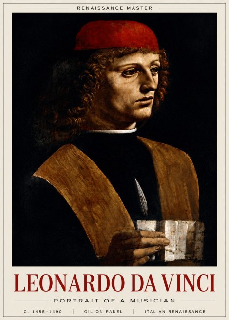 Leonardo da Vinci Portrait of a Musician No6 - Juliste