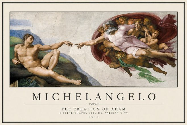 Michelangelo The Creation of Adam No3 - Juliste