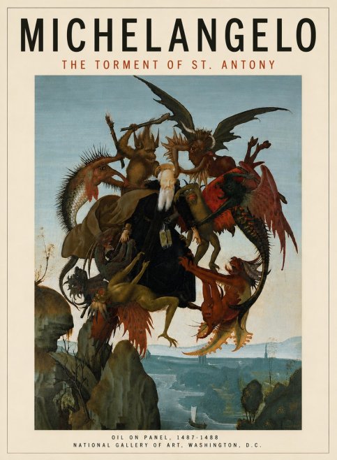 Michelangelo The Torment of St. Antony No5 - Juliste