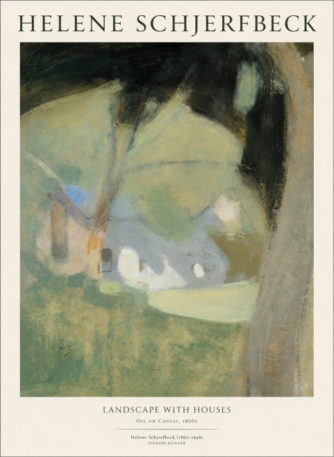 Helene Schjerfbeck Landscape with Houses No1 - Juliste