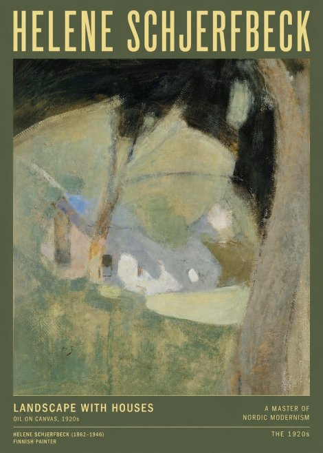 Helene Schjerfbeck Landscape with Houses No3 - Juliste