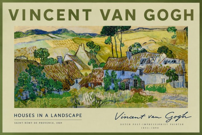 Van Gogh Houses in a Landscape No2 - Juliste