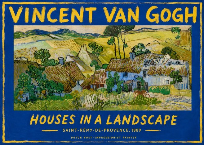 Van Gogh Houses in a Landscape No6 - Juliste