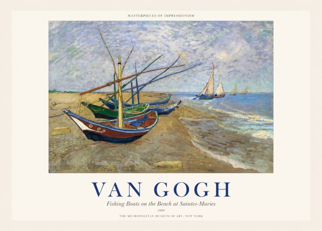 Van Gogh Fishing Boats on the Beach at Saintes-maries No1 - Juliste
