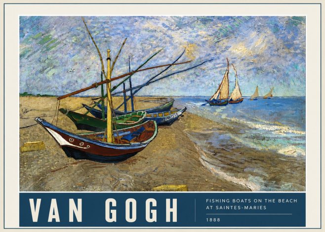 Van Gogh Fishing Boats on the Beach at Saintes-maries No3 - Juliste