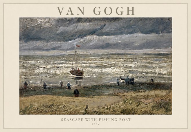 Van Gogh Seascape with Fishing Boat No1 - Juliste