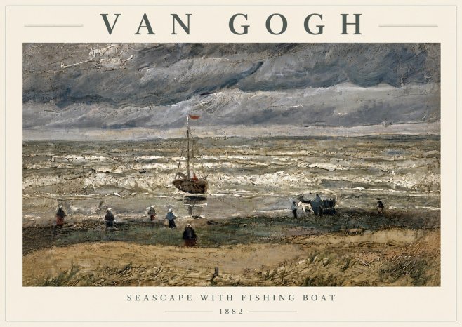 Van Gogh Seascape with Fishing Boat No6 - Juliste