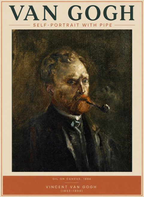 Van Gogh Self-portrait with Pipe No2 - Juliste