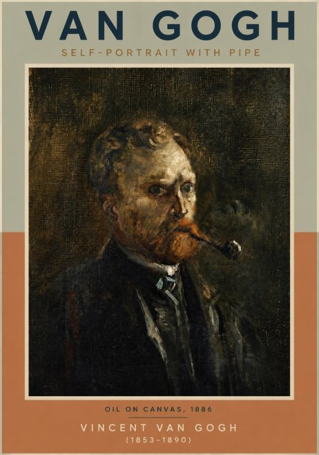 Van Gogh Self-portrait with Pipe No5 - Juliste