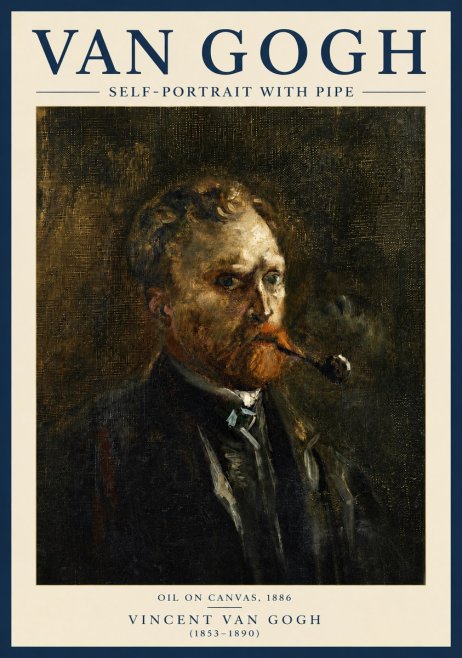Van Gogh Self-portrait with Pipe No6 - Juliste