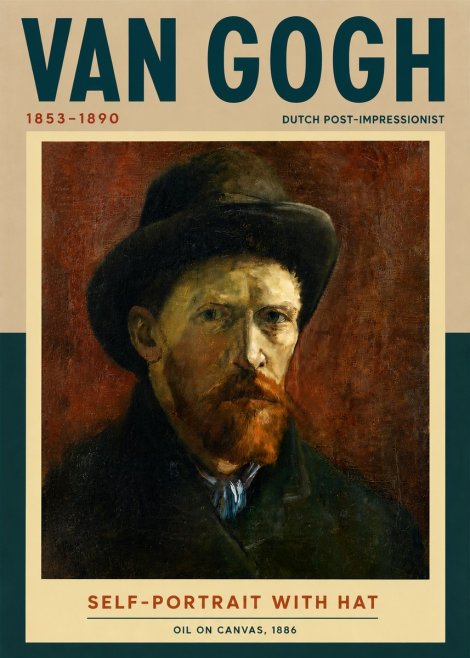 Van Gogh Self-portrait with Hat No5 - Juliste