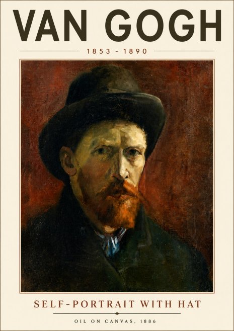 Van Gogh Self-portrait with Hat No6 - Juliste