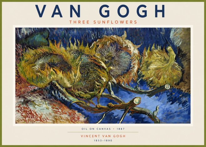 Van Gogh Three Sunflowers No2 - Juliste