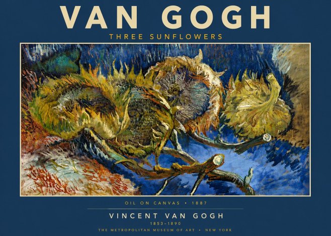 Van Gogh Three Sunflowers No5 - Juliste