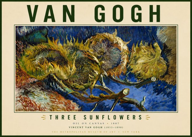 Van Gogh Three Sunflowers No6 - Juliste