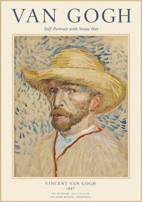 Van Gogh Self-portrait with Straw Hat II No1 - Juliste