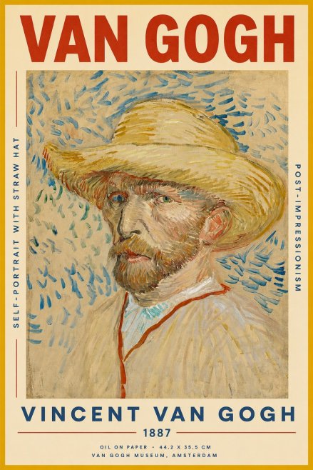 Van Gogh Self-portrait with Straw Hat II No2 - Juliste