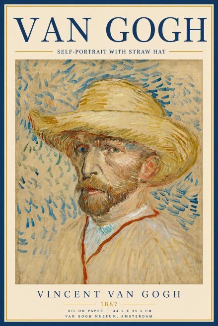 Van Gogh Self-portrait with Straw Hat II No5 - Juliste