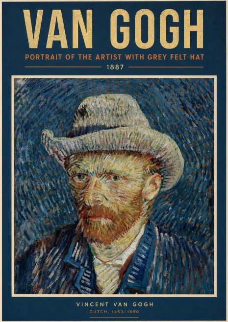 Van Gogh Portrait of the Artist with Grey Felt Hat No2 - Juliste
