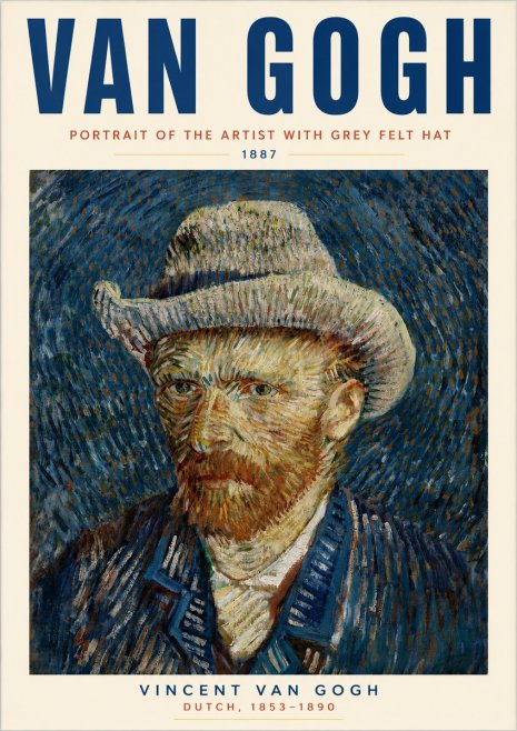 Van Gogh Portrait of the Artist with Grey Felt Hat No3 - Juliste