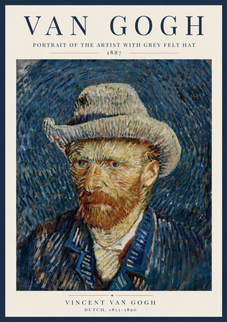 Van Gogh Portrait of the Artist with Grey Felt Hat No4 - Juliste