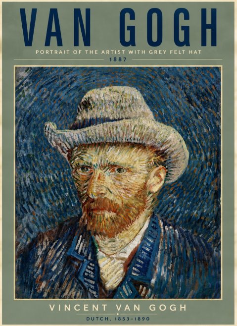 Van Gogh Portrait of the Artist with Grey Felt Hat No5 - Juliste