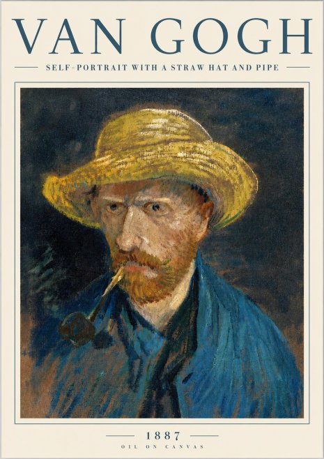 Van Gogh Self-portrait with a Straw Hat and Pipe No5 - Juliste