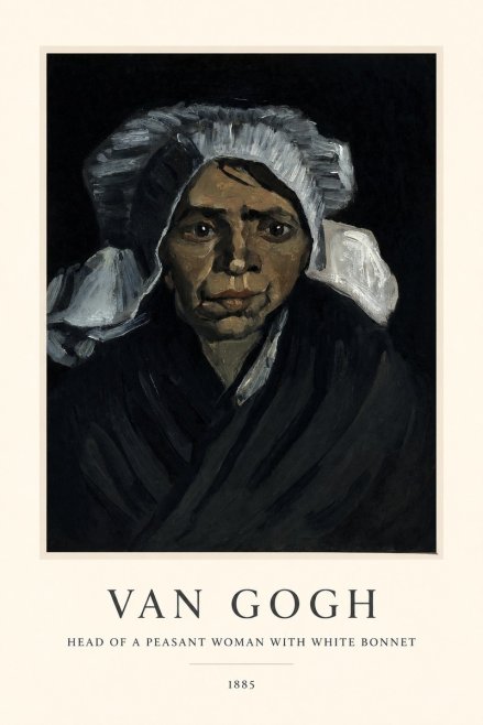Van Gogh Head of a Peasant Woman with White Bonnet No1 - Juliste