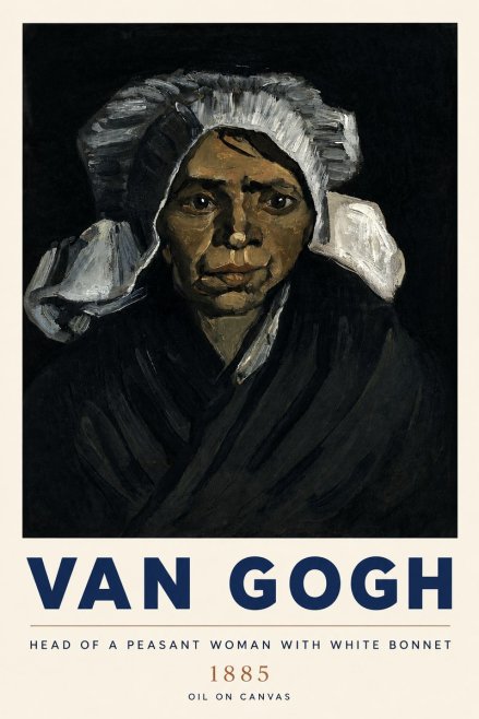 Van Gogh Head of a Peasant Woman with White Bonnet No3 - Juliste