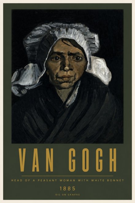 Van Gogh Head of a Peasant Woman with White Bonnet No5 - Juliste