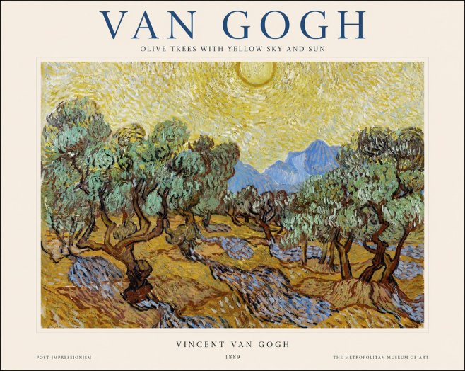 Van Gogh Olive Trees with Yellow Sky and Sun No1 - Juliste