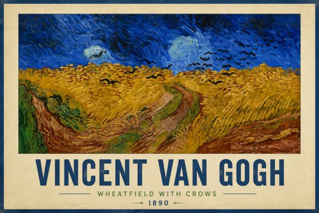 Van Gogh Wheatfield with Crows No6 - Juliste