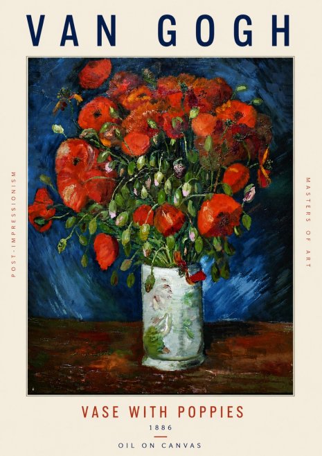Van Gogh Vase with Poppies No5 - Juliste