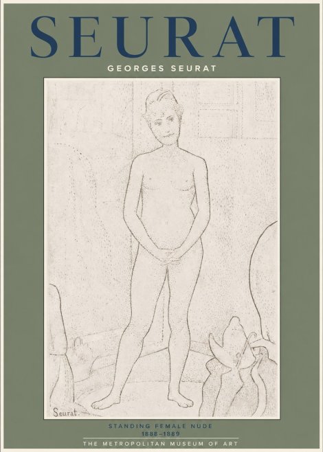 Seurat Standing Female Nude No2 - Juliste