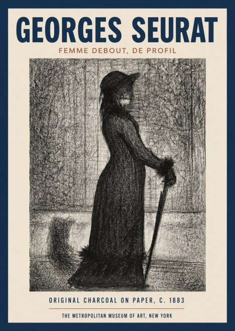 Seurat Femme Debout, De Profil No2 - Juliste