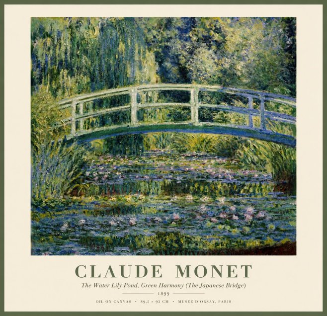 Monet The Water Lily Pond, Green Harmony (the Japanese Bridge) No1 - Juliste