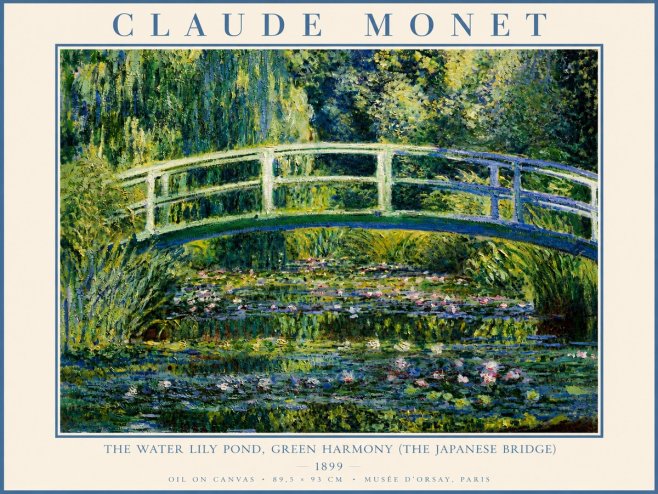Monet The Water Lily Pond, Green Harmony (the Japanese Bridge) No4 - Juliste