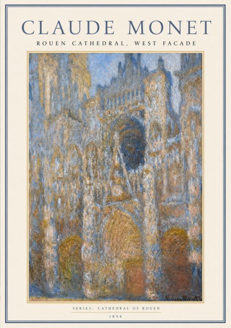 Monet Rouen Cathedral, West Facade No1 - Juliste
