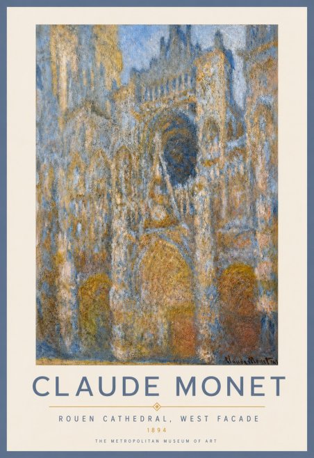 Monet Rouen Cathedral, West Facade No2 - Juliste