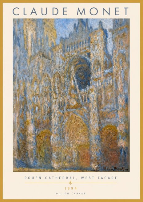Monet Rouen Cathedral, West Facade No3 - Juliste