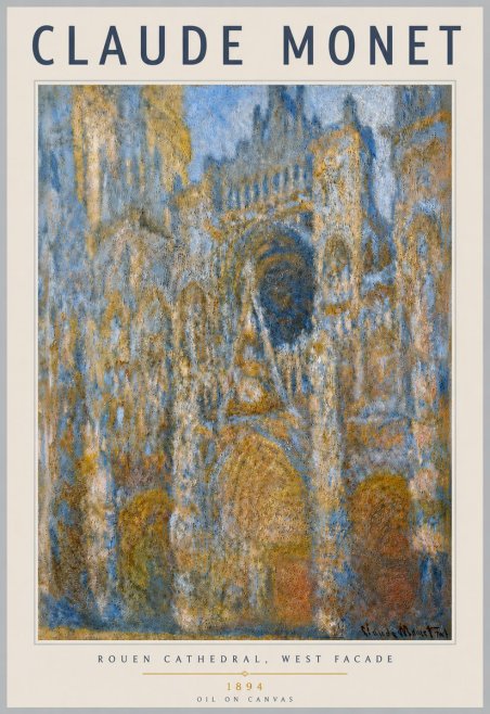 Monet Rouen Cathedral, West Facade No4 - Juliste