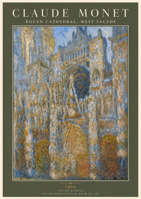 Monet Rouen Cathedral, West Facade No5 - Juliste
