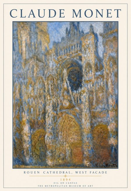 Monet Rouen Cathedral, West Facade No6 - Juliste