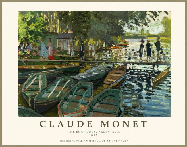 Monet The Boat Dock, Argenteuil No1 - Juliste