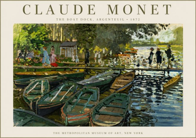 Monet The Boat Dock, Argenteuil No3 - Juliste