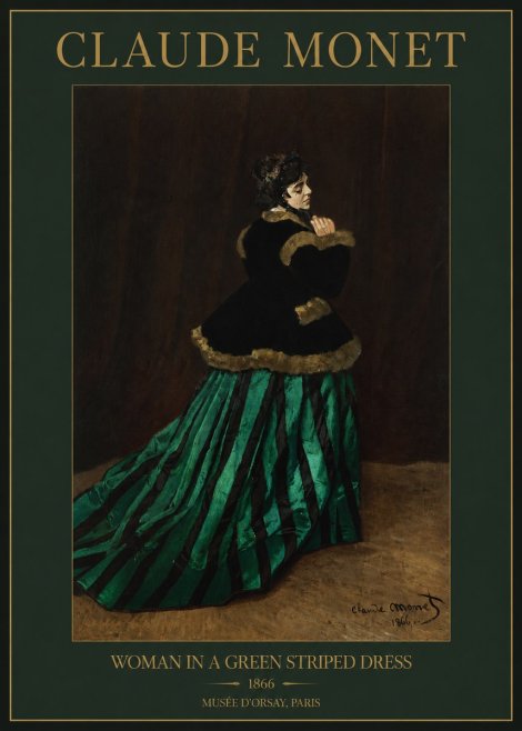 Monet Woman in a Green Striped Dress No2 - Juliste