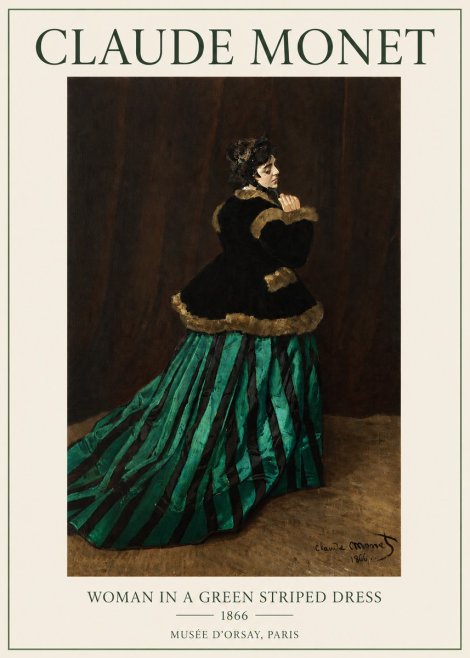 Monet Woman in a Green Striped Dress No3 - Juliste