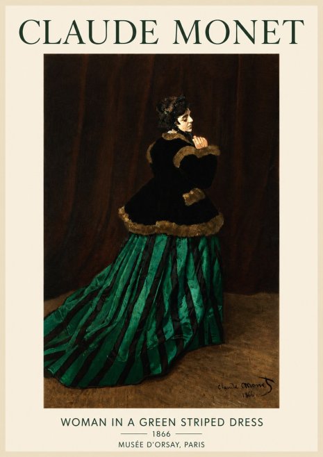 Monet Woman in a Green Striped Dress No4 - Juliste