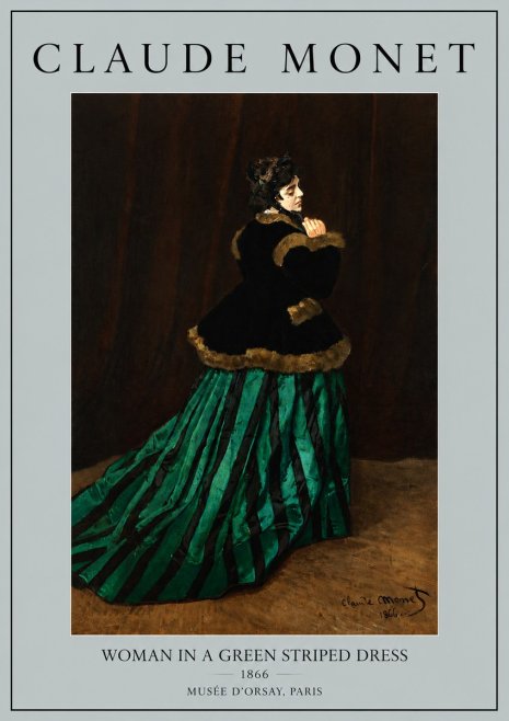Monet Woman in a Green Striped Dress No5 - Juliste